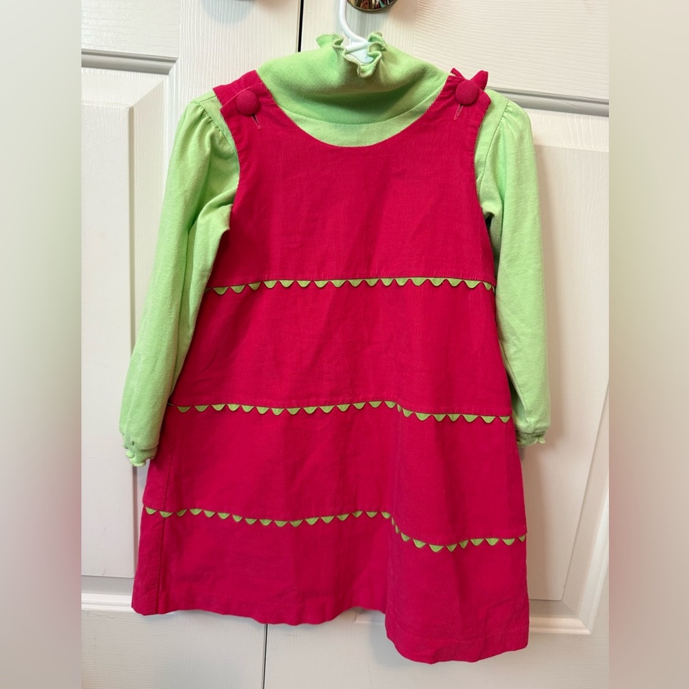 The Bailey Boy’s Pink Dress with Green Turtle Neck Shirt